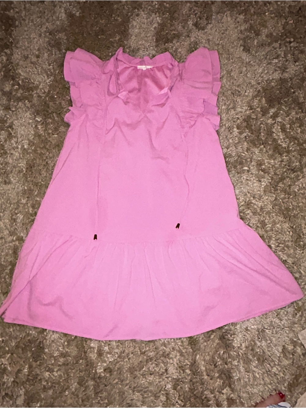 Entro Pink Ruffle Sleeve Mini Dress w/ Pockets